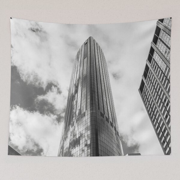 Item preview, Glass Skyscraper Looking Up Black and White City Architecture designed and sold by MDCCo.
