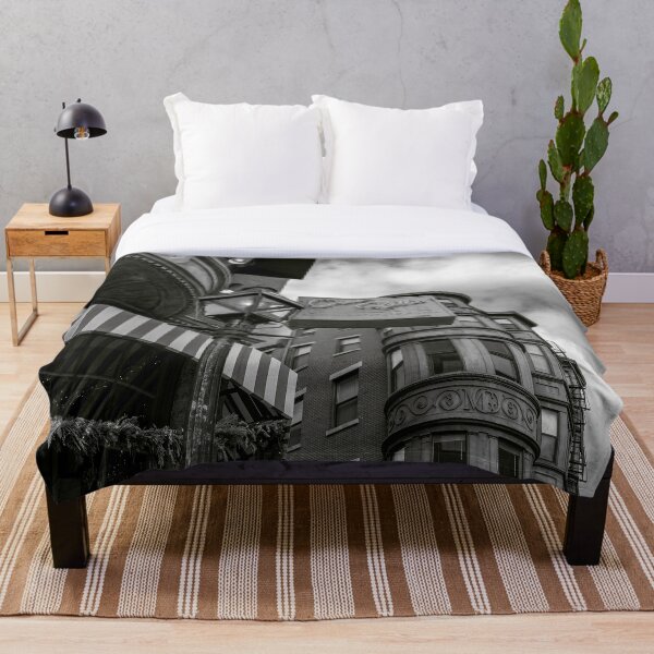 Item preview, Escena en blanco y negro de una calle con farolas de gas en el North End de Boston. designed and sold by MDCCo.