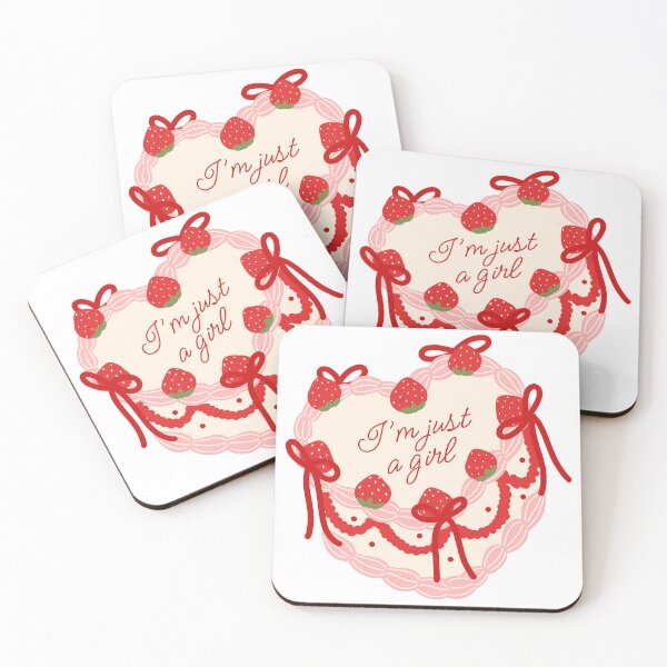 Item preview, I'm Just A Girl Vintage Strawberry Heart Cake designed and sold by lulifilu.