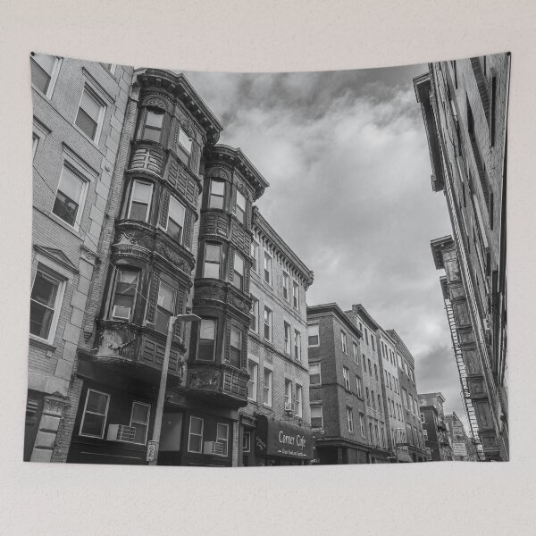 Item preview,  Boston Brownstone Buildings Black and White Street Photography designed and sold by MDCCo.