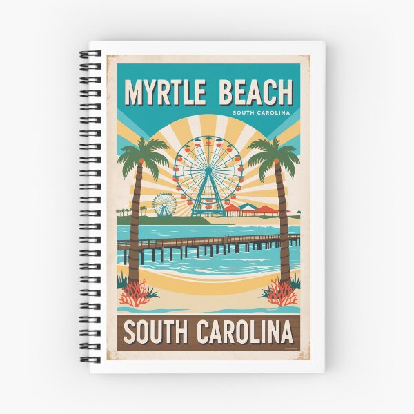 Item preview, Myrtle Beach Retro Travel Poster Ferris Wheel Coastal Art Print Sticker designed and sold by bobparduephoto.