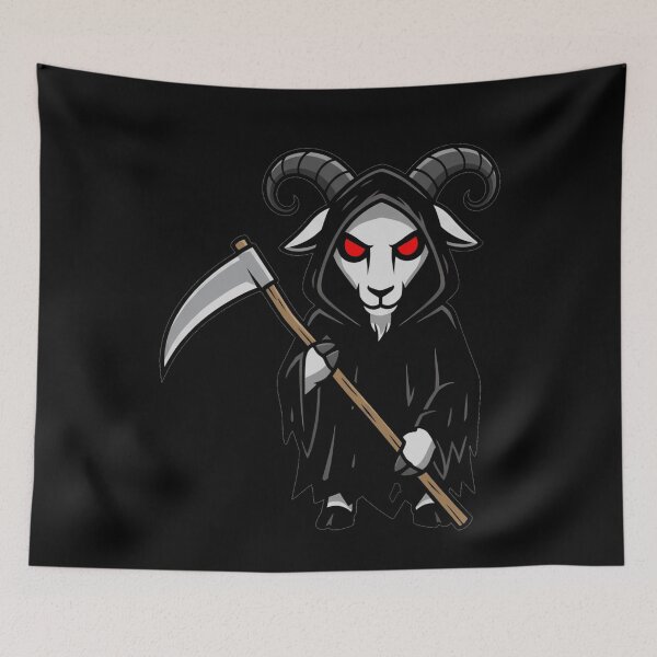 Item preview, Spooky Cartoon Goat Grim Reaper Death Scythe designed and sold by k3rstman1.