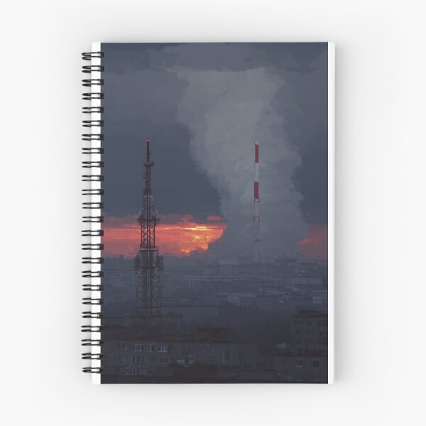 Item preview, Soviet Industrial Sunset – Brutalist Pixel Art Smokestack City Twilight Poster designed and sold by hub..