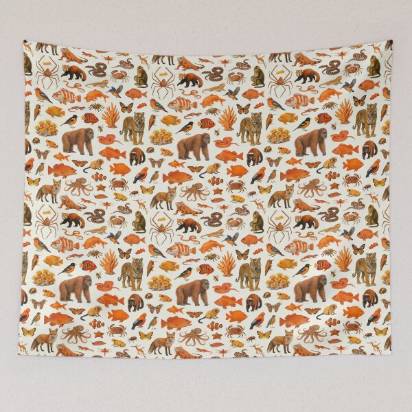 Item preview, Wild World in Orange Retro Wildlife Identification Chart designed and sold by kakarikihill.
