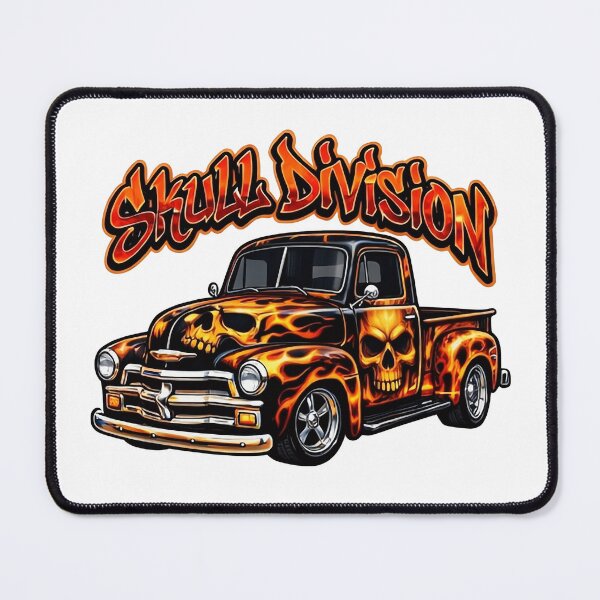 Item preview, Skull Division Orange Fire Hot Rod - Vintage Custom Pickup Truck Art designed and sold by SasquatchTrail.