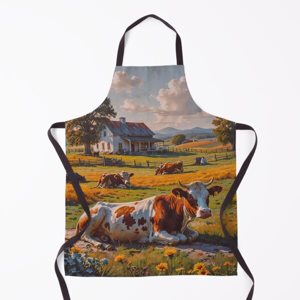 Artikelvorschau, Friedliches Bauernhaus-Kuh-Kunstdruck – Rustikale Wanddekoration im Landhausstil entworfen und verkauft von BeautifulVirtues.
