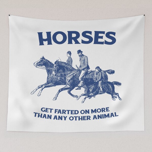 Item preview, Funny horse riding horse fart joke quote art (on light colors) designed and sold by messy-nessie.