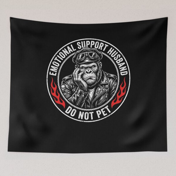 Item preview, Emotional Support Husband Do Not Pet Funny Husband Relationship Humor Gorilla Biker designed and sold by SofenArt.