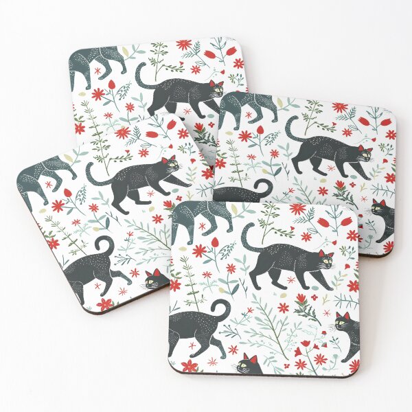 Item preview, Floral Black Cat Pattern designed and sold by xiao xuans.