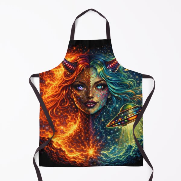Item preview, Cosmic Demon Goddess and UFO – Vintage Sci Fi Fantasy Art designed and sold by TheHorsemanRidesAgain.