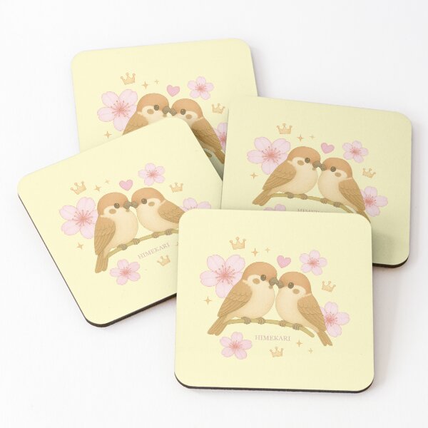 Item preview, Sparrow Couple with Cherry Blossoms - Solid Cream designed and sold by HIMEKARI.