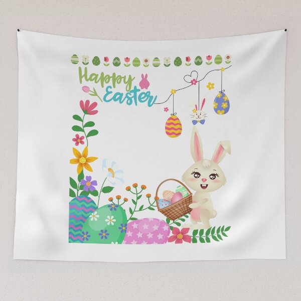 Item preview, Cute Easter Bunny with flowers and eggs designed and sold by FunSticky14.
