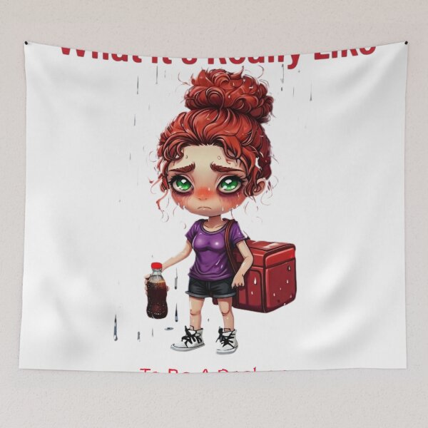 Item preview, What It’s Really Like: To Be A Dasher | Rainy Delivery Driver Chibi designed and sold by ArtisticDesignsbyLinda.