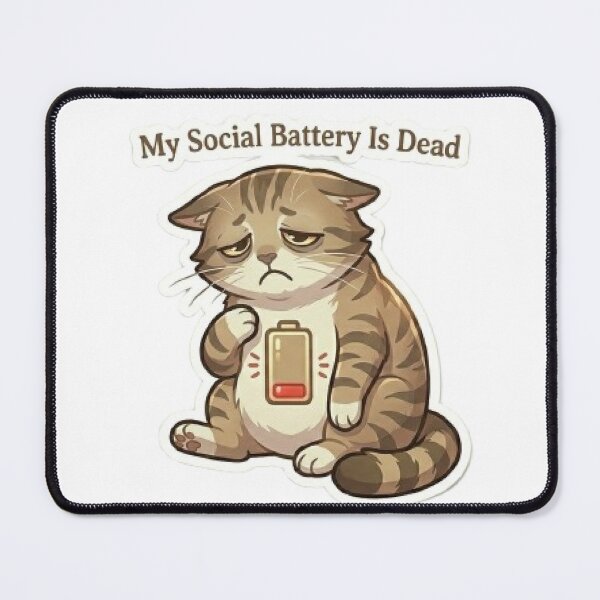 Item preview, Social Battery Dead Cat Shirt - Introvert Funny Cat Meme designed and sold by Meowza Studio.