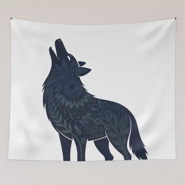 Item preview, Mystic Howling Wolf Mandala Silhouette designed and sold by Zanigold.