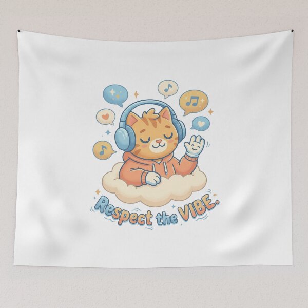 Item preview, Respect the Vibe Cat on Cloud designed and sold by Avant Gifts.