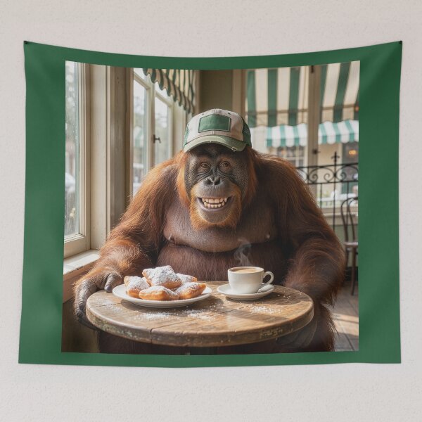 Item preview, Happy Orangutan in French Quarter Embraces Yat Culture designed and sold by Tridentulus.
