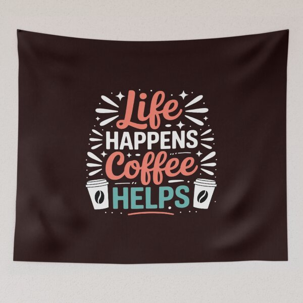 Item preview, Life happens, coffee helps designed and sold by LavenderAndRage.