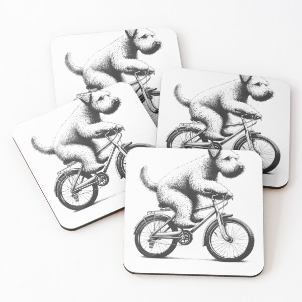Item preview, Wheaten Terrier Dog Riding a Bike Cycling designed and sold by goombi-creative.