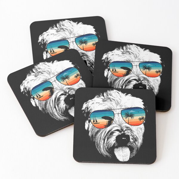 Item preview, Terrier de trigo con gafas de sol estilo retro designed and sold by goombi-creative.