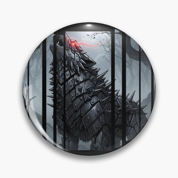 Item preview, Armored Demon Wolf with Glowing Eyes – Dark Fantasy Beast in Foggy Forest designed and sold by CrimsonChords.