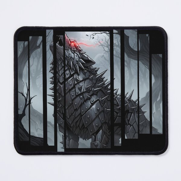 Item preview, Armored Demon Wolf with Glowing Eyes – Dark Fantasy Beast in Foggy Forest designed and sold by CrimsonChords.