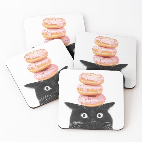 Item preview, Black cat with donuts designed and sold by Valeriya Korenkova Kodamorkovkart.