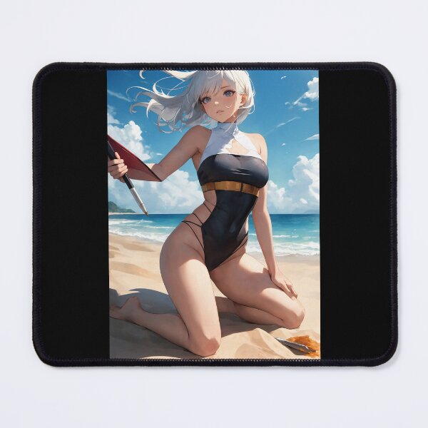 Item preview, Kurisari Doruri - Silver Hair Anime Girl Tropical Beach Swimsuit designed and sold by iloveanimechibi.