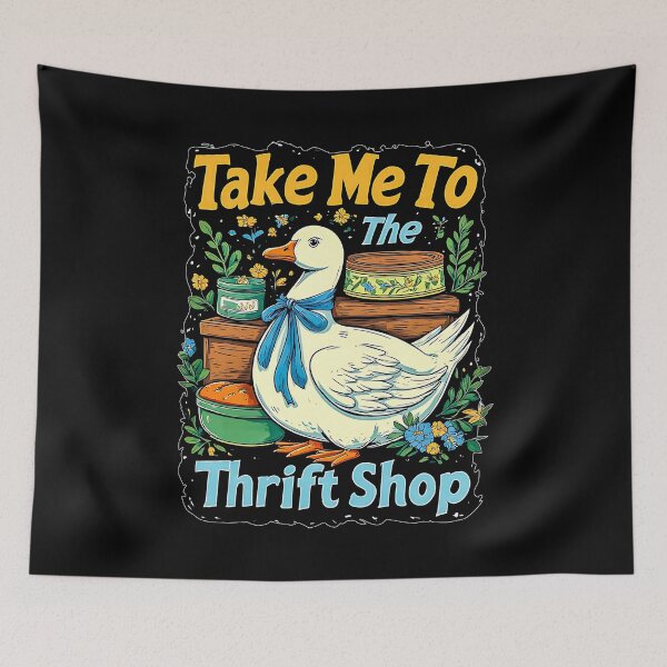 Item preview, Take Me To The Thrift Shop Blue Bow Tie Goose Vintage Tins Floral Retro designed and sold by graphixpolash.