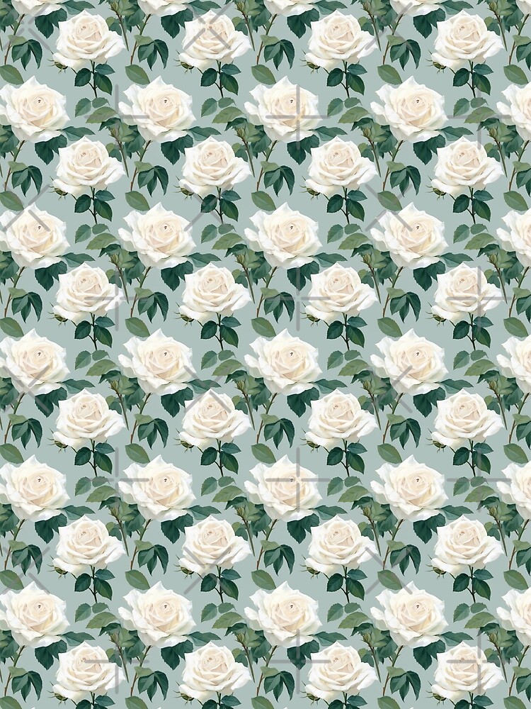 Thumbnail 3 of 3, Scarf, White Roses - pretty spring pattern designed and sold by EliteShadow.