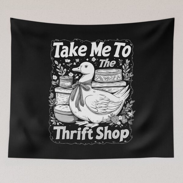 Item preview, Take Me To The Thrift Shop Blue Bow Tie Goose Vintage Tins Floral Retro  designed and sold by graphixpolash.