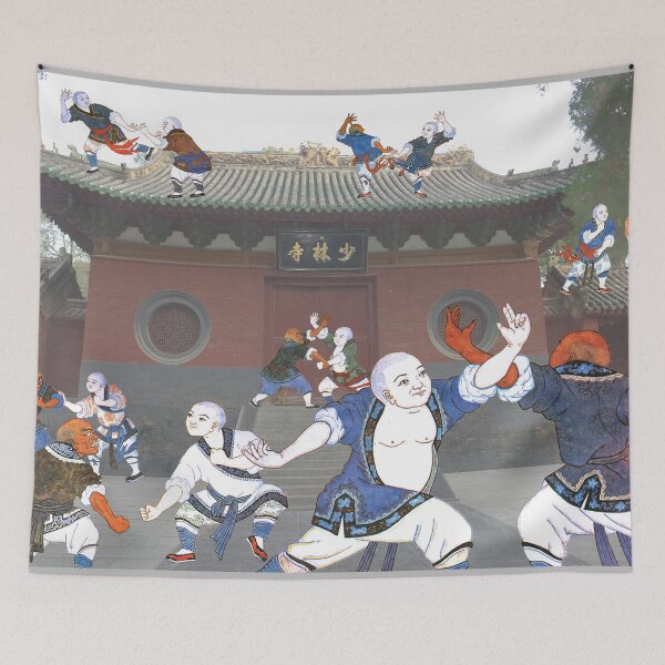 Item preview, Monks sparring in front of Shaolin Temple - Martial Arts designed and sold by NurturingSpirit.