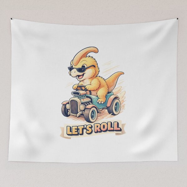Item preview, Let's Roll Dinosaur Car Cute Funny Art designed and sold by SoftSproutstu.