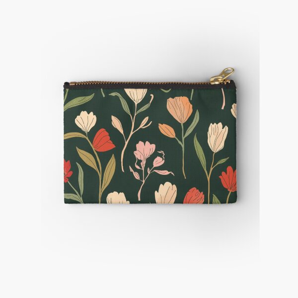 Item preview, Dark Forest Green Rustic Red Spring Floral Pattern designed and sold by burbankdesigns.