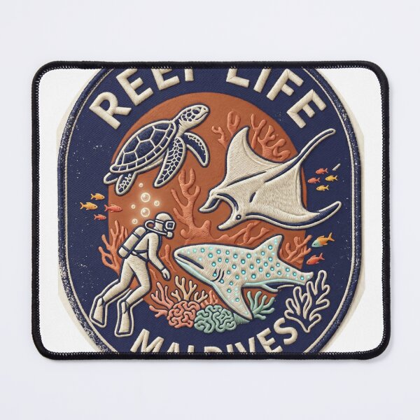 Item preview, Retro Maldives Reef Life Patch design- Vintage Style Souvenir for Ocean Lovers designed and sold by Peycer.