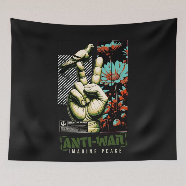Item preview, Symbolic V Hand Dove Floral Coexistence Design designed and sold by Tsugraf Designs.