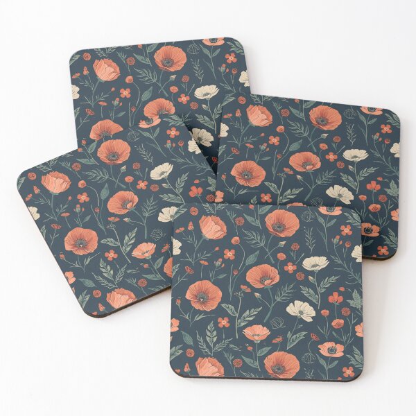 Item preview, Shades of Blue Green Red Cream Summer Flower Pattern designed and sold by burbankdesigns.