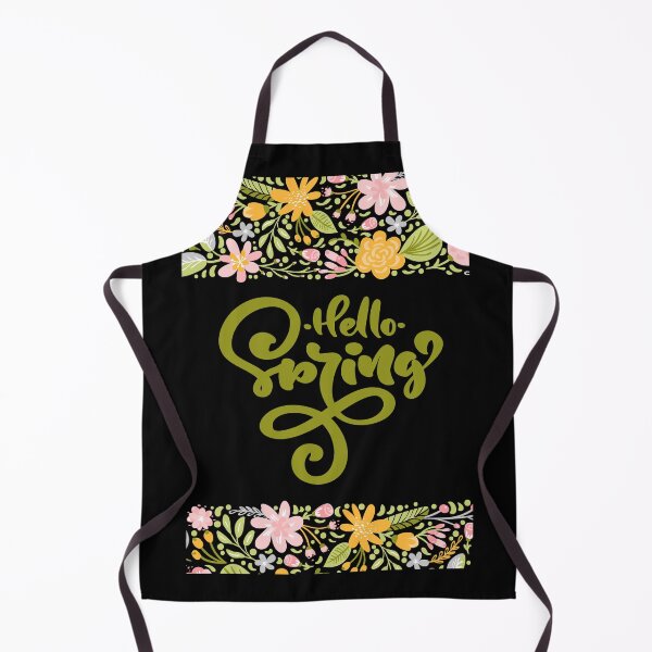 Item preview, Hello Spring Greeting Card with Floral Borders and Green Hand Lettering designed and sold by FestivityFinds.