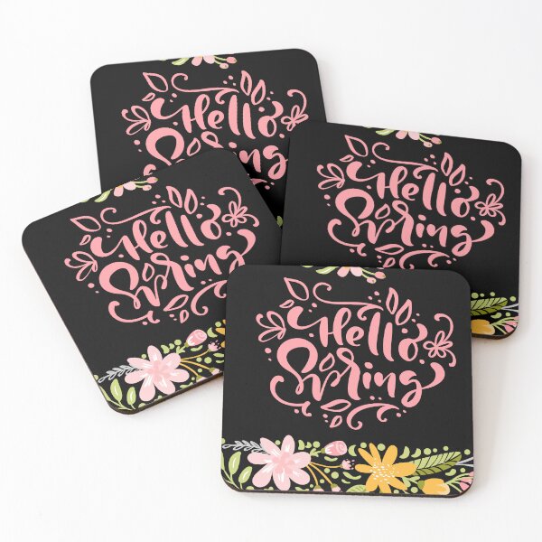Item preview, Hello Spring Greeting Card with Pink Hand Lettering and Floral Bottom Border designed and sold by FestivityFinds.