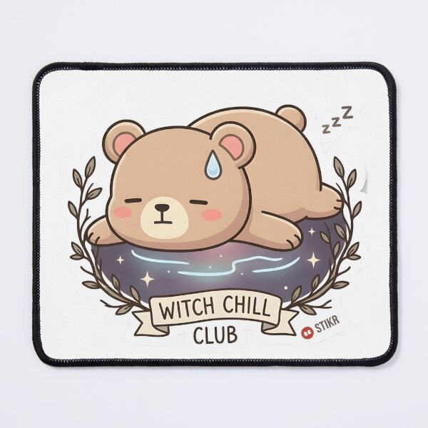 Item preview, Witch Chill Club Lazy Bear Sleeping on Galaxy Sticker designed and sold by TheLazyVibe.