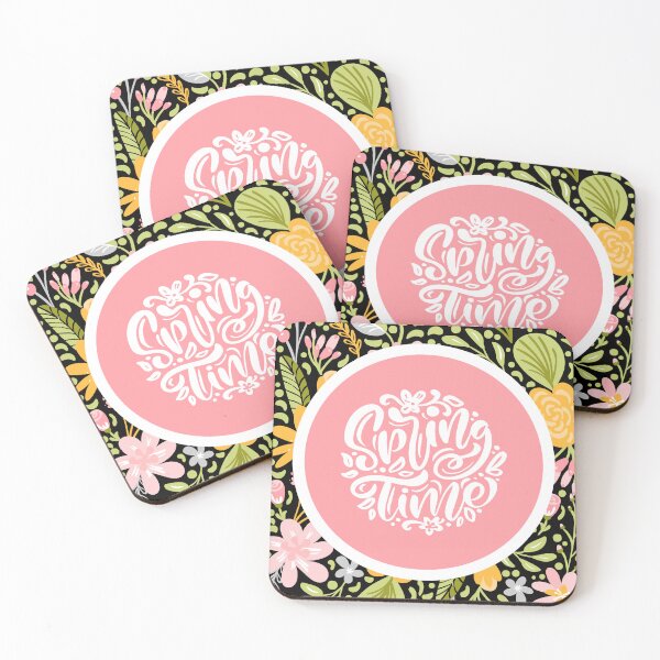 Item preview, Spring Time Floral Greeting Card with Pink Circle Badge and White Hand Lettering designed and sold by FestivityFinds.