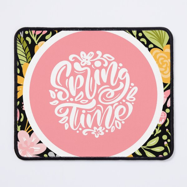 Item preview, Spring Time Floral Greeting Card with Pink Circle Badge and White Hand Lettering designed and sold by FestivityFinds.