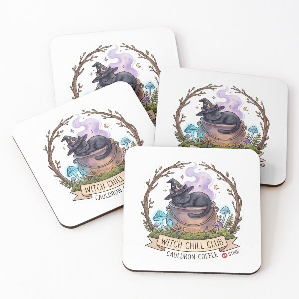 Item preview, Witch Chill Club Black Cat Cauldron Coffee Sticker designed and sold by TheLazyVibe.