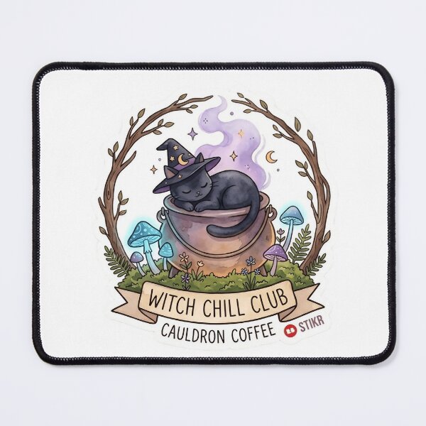 Item preview, Witch Chill Club Black Cat Cauldron Coffee Sticker designed and sold by TheLazyVibe.