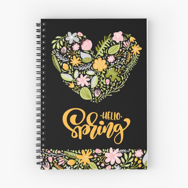 Item preview, Hello Spring Greeting Card with Floral Heart, Yellow Hand Lettering and Botanical Border designed and sold by FestivityFinds.