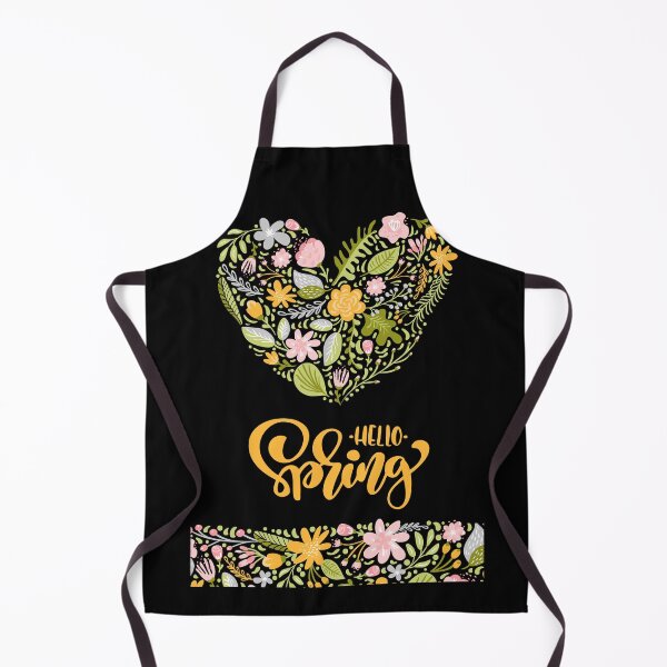 Item preview, Hello Spring Greeting Card with Floral Heart, Yellow Hand Lettering and Botanical Border designed and sold by FestivityFinds.