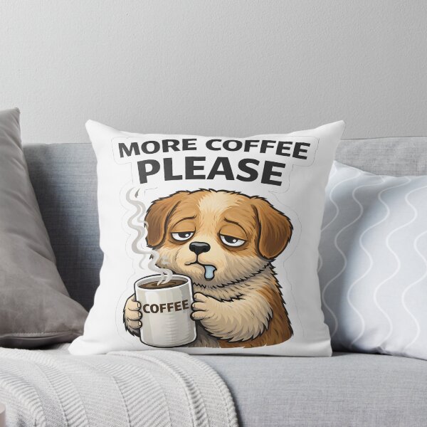 Item preview, More Coffee Please Dog Sticker | Funny Tired Cute Puppy designed and sold by TheLazyVibe.