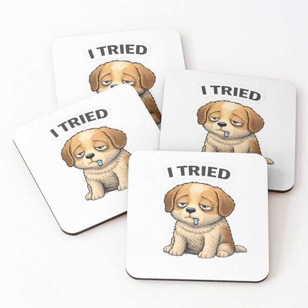 Item preview, I Tried Dog Sticker | Funny Sad Cute Puppy designed and sold by TheLazyVibe.