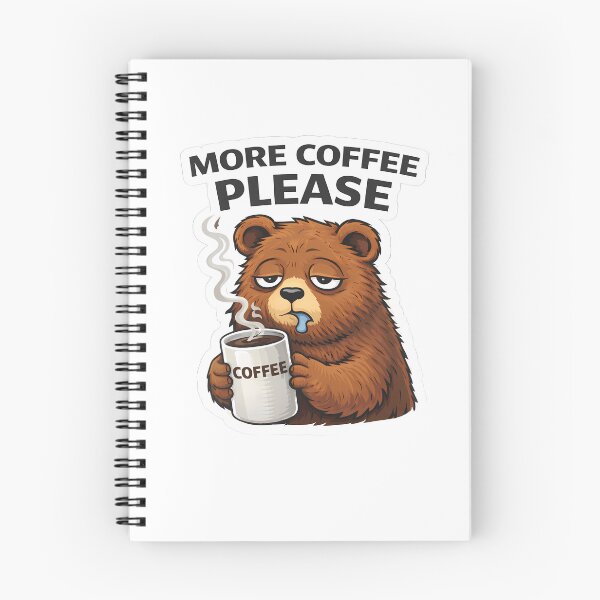 Item preview, More Coffee Please Bear Sticker | Funny Tired Cute Bear designed and sold by TheLazyVibe.