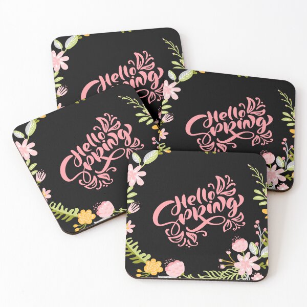 Item preview, Hello Spring Greeting Card with Pink Hand Lettering and Floral Wreath designed and sold by FestivityFinds.